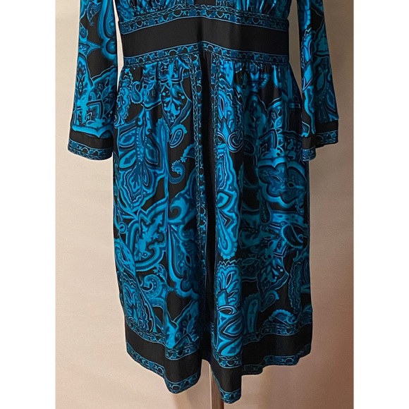 INC Petite Large Paisley Tourqoise and Black Dress - Picture 8 of 12